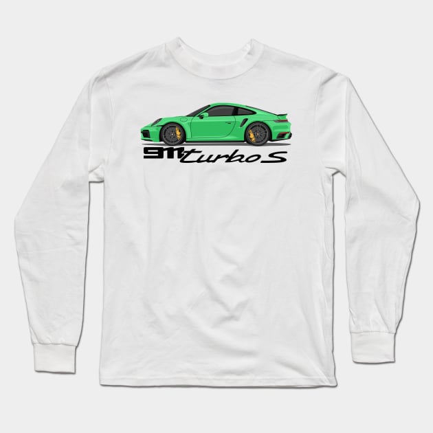 supercar 911 turbo s 992 green Long Sleeve T-Shirt by creative.z